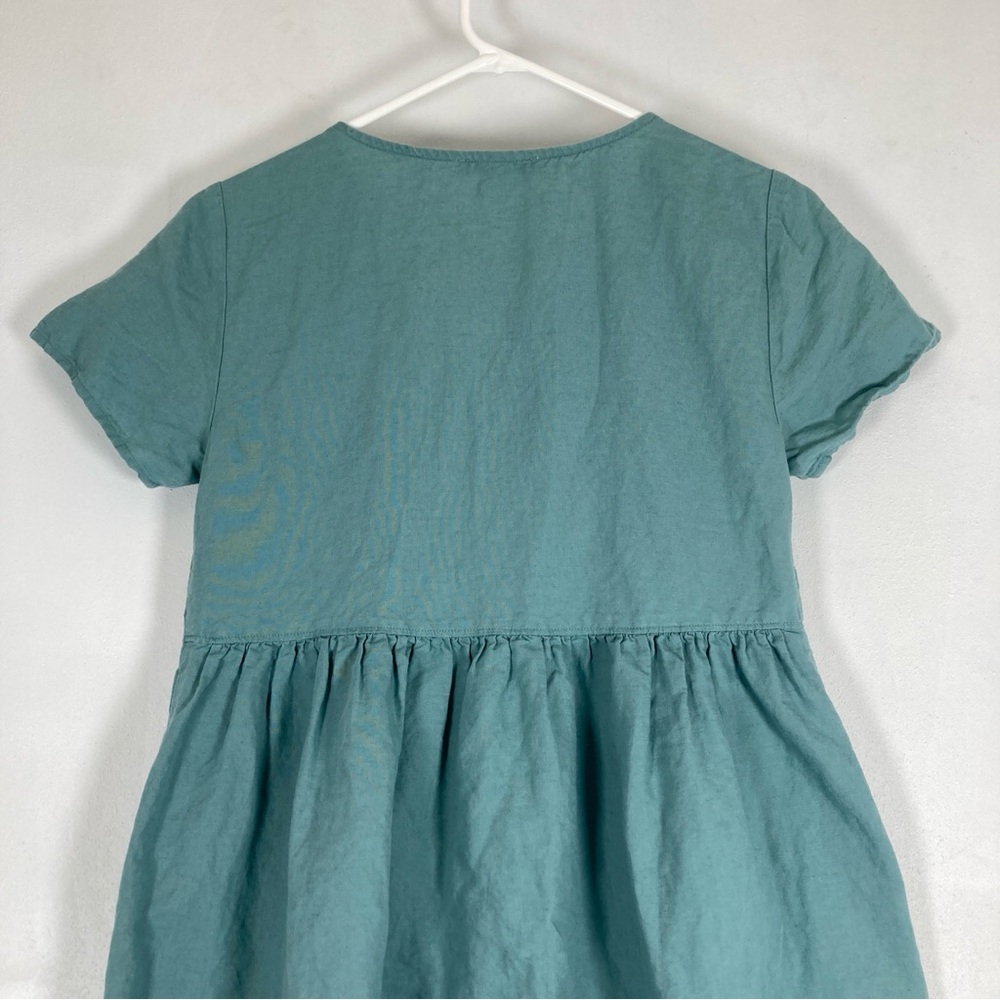 Madewell Mini Dress Babydoll Womens XS Green Alexandra Button Front Cottagecore - Picture 4 of 15
